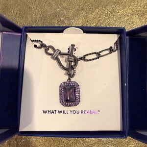 Bomb Party Drowned In Desire Amethyst CZ Hematite Toggle Necklace NK56355